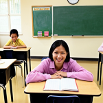 **

A TESOL teacher preparing a classroom. The image should feature diverse students. Focus on the teacher arranging desks, putting up visual aids, and creating a welcoming, positive learning environment. Keywords: "TESOL teacher," "classroom preparation," "diverse students," "welcoming environment," "positive learning."

**
