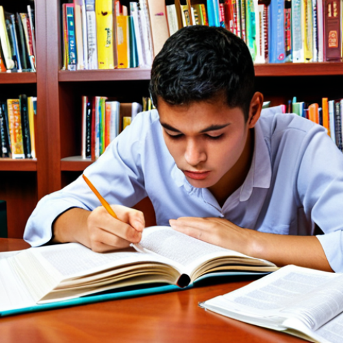 Home 24 ** A student diligently studying a TESOL textbook at a desk, surrounded by books and notes. Focus on the determination and effort required to complete the TESOL certification.
**